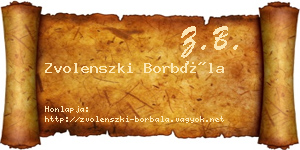 Zvolenszki Borbála névjegykártya