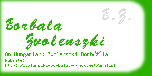 borbala zvolenszki business card